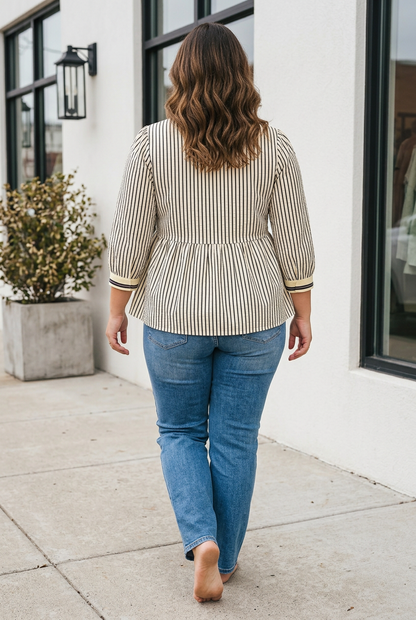 Holly Patchwork Striped Tunic PLUS Blouse