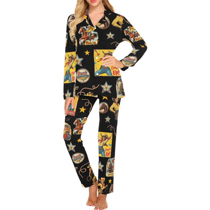 Baha Ranch Vintage Cowgirl Collage Western Pajama Set