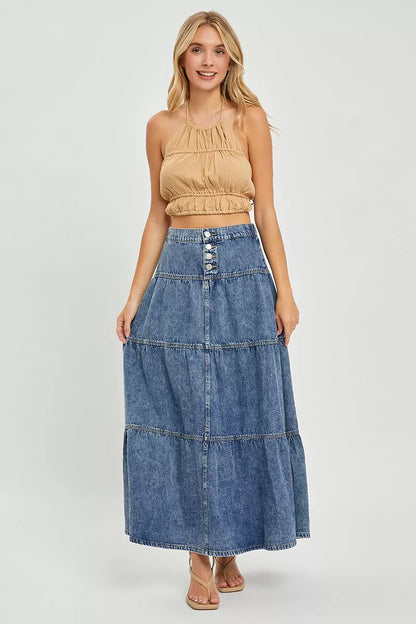 RISEN High Rise Ruffle Long Skirts