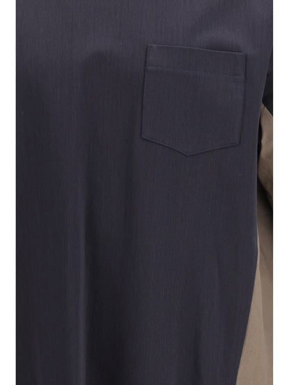 T-Shirt Cotton Typewriter & Jersey Navy/Taupe