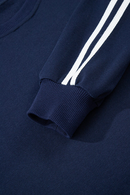 Threaded Pear Hana Striped Detail Crewneck Pullover