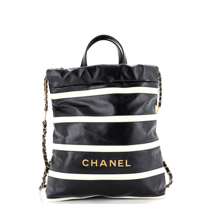 22 Chain Backpack Striped Shiny Calfskin Medium