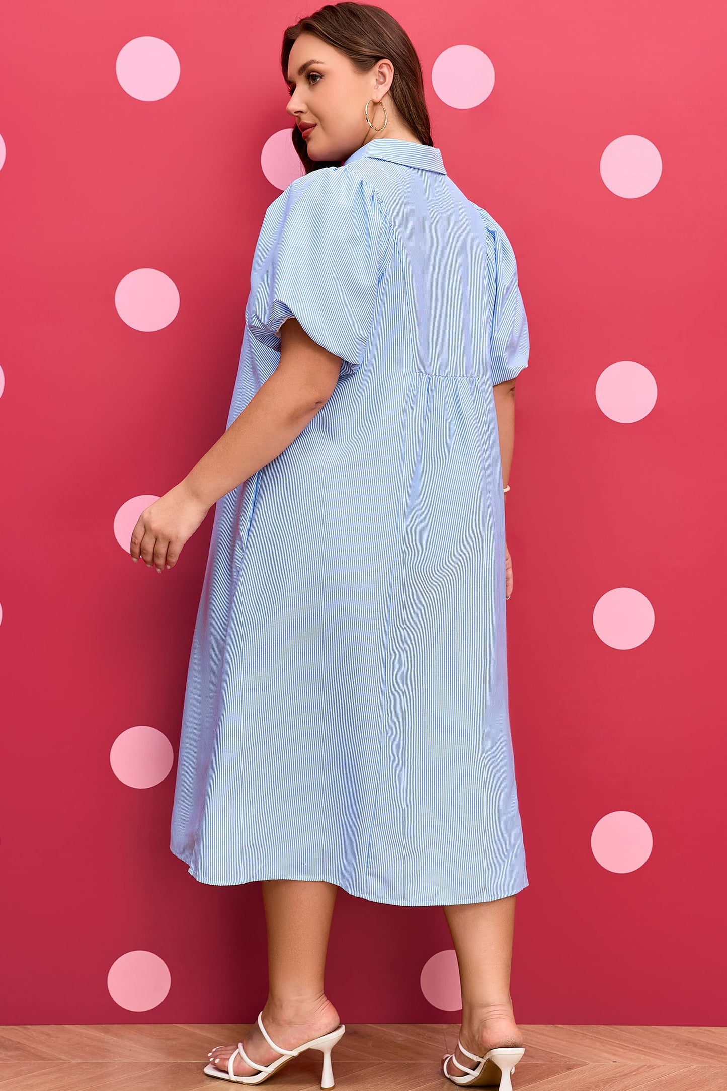 Threaded Pear Julieta Detail Collar Midi PLUS Dress