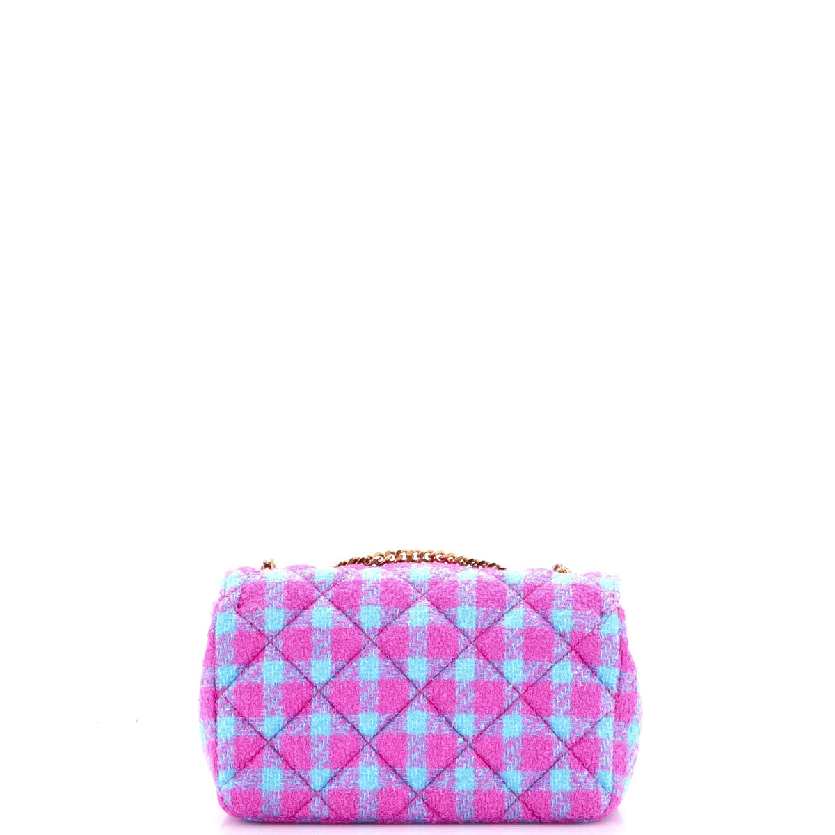 Medusa Icon Chain Flap Bag Quilted Tweed East West