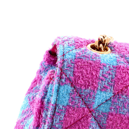 Medusa Icon Chain Flap Bag Quilted Tweed East West