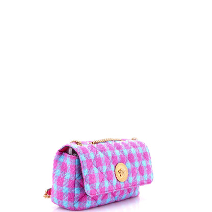 Medusa Icon Chain Flap Bag Quilted Tweed East West