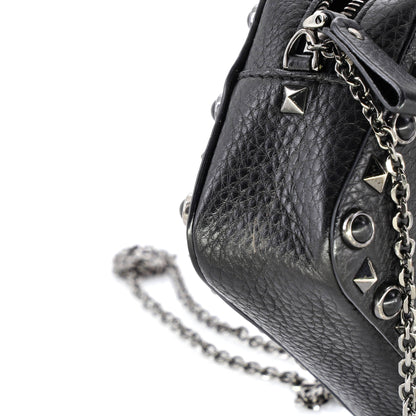 Rolling Rockstud Camera Crossbody Bag Leather with Cabochons