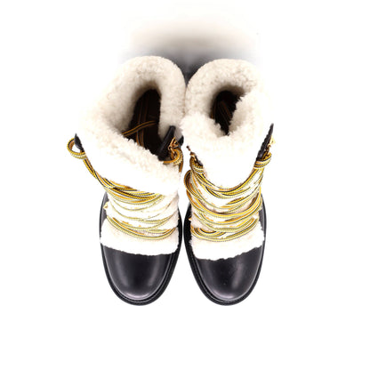 Women's Yetita Combat Boots Leather with Shearling