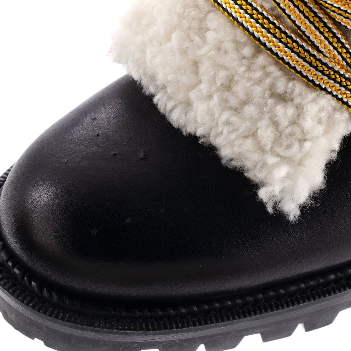 Women's Yetita Combat Boots Leather with Shearling