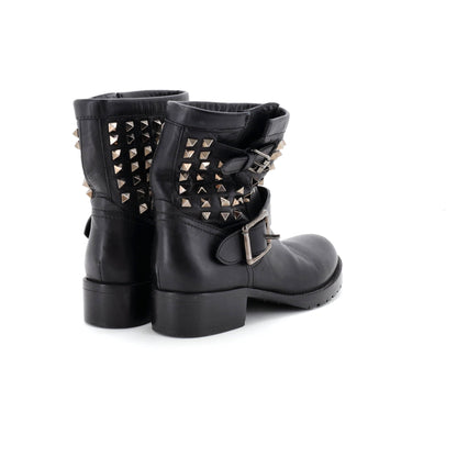 Women's Rockstud Biker Boots Leather