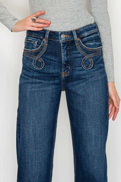 Tummy Control Western High Rise Straight Leg Jeans