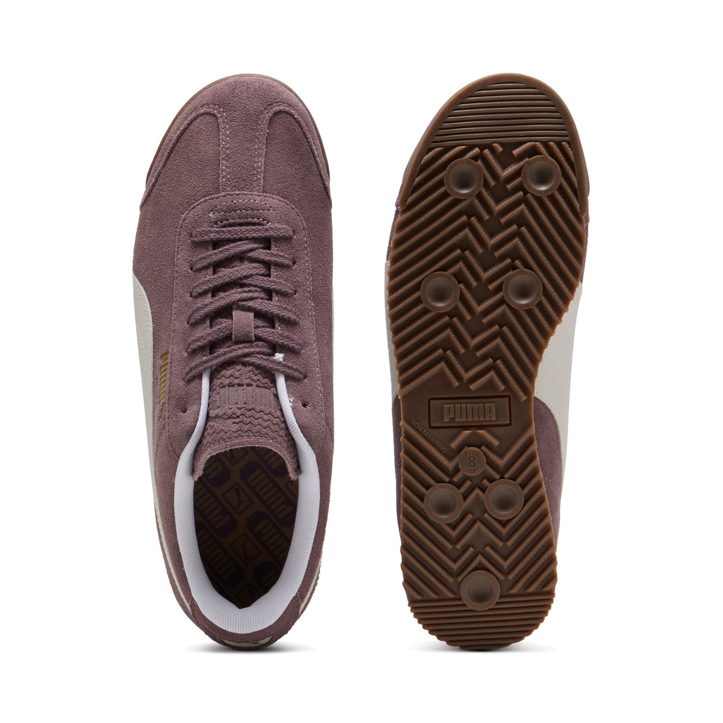 Puma Mens Roma Suede Raisin White