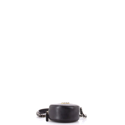 19 Round Clutch with Chain Quilted Leather