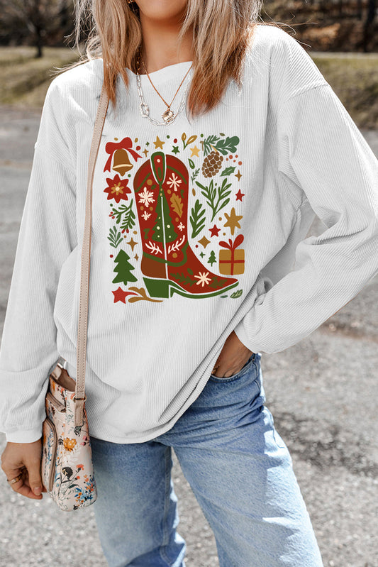 Threaded Pear Evangeline Rib Drop Shoulder Sweatshirt