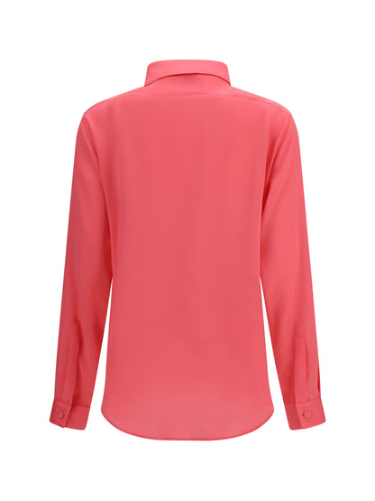 Tuxedo Shirt Pleated Bib Silk Bright Fuchsia