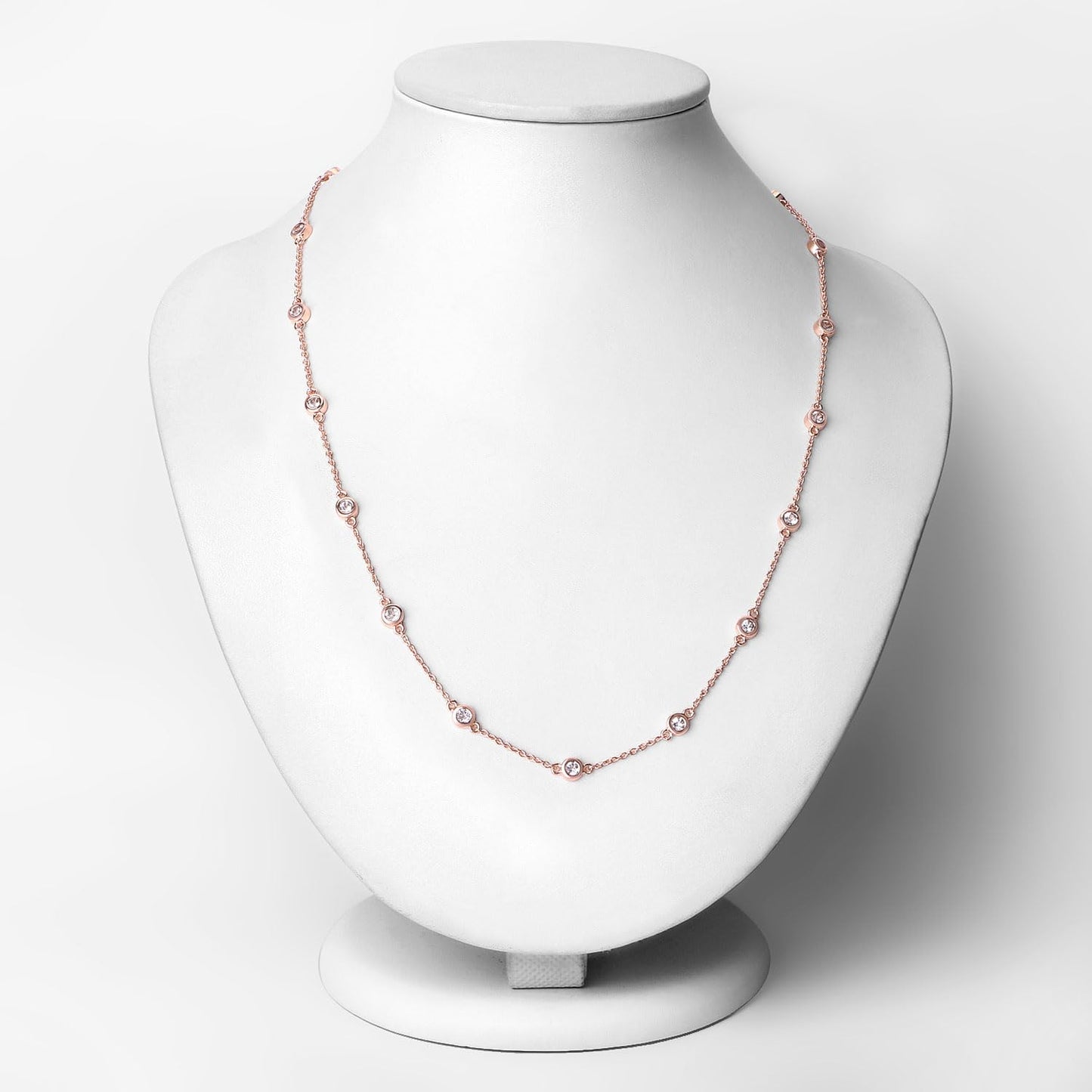 Round Peach Morganite 18K Rose Gold Plated Silver By The Yard Necklace