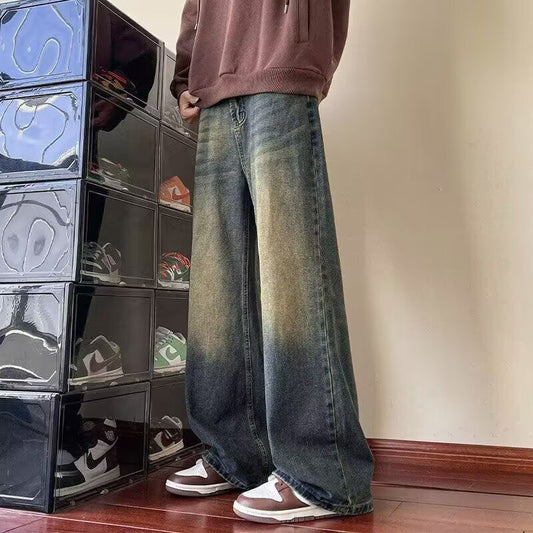 Vintage High-street Straight-leg Loose Wide-leg Jeans