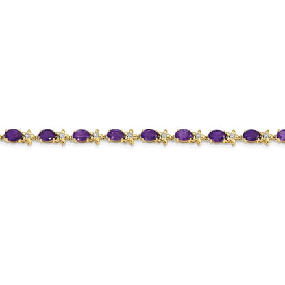 Genuine Purple Amethyst 14K Gold Floral Bracelet