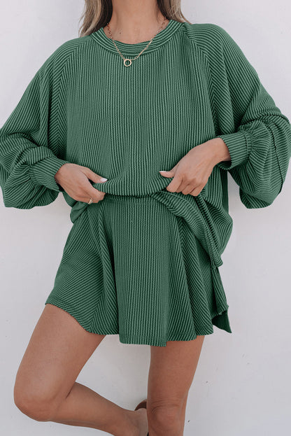 Threaded Pear Scarlett Corded Lantern Sleeve Top
