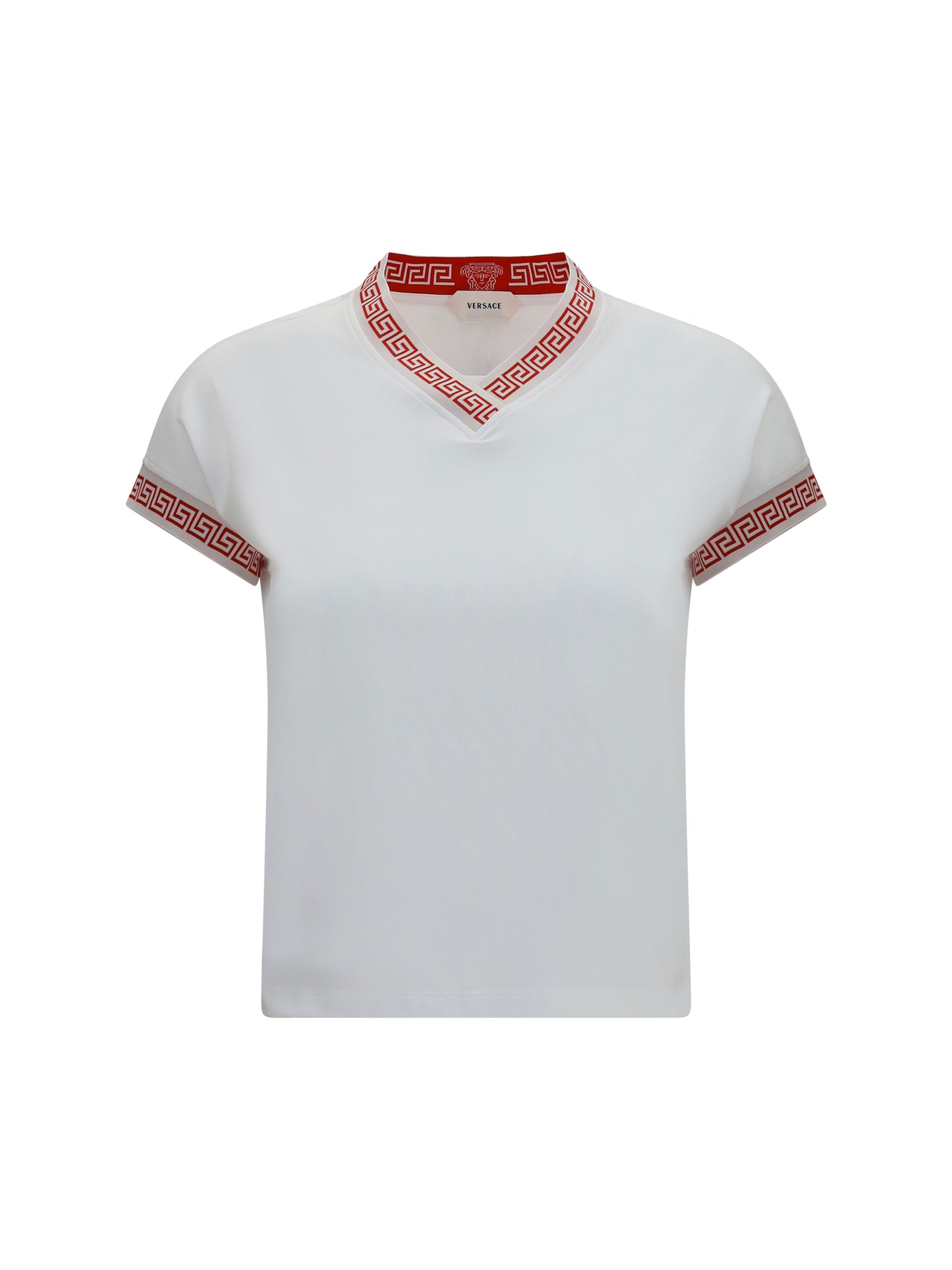 T-Shirt Greca V-Neck Optical White
