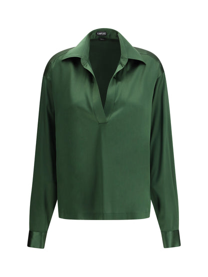Shirt Stretch Silk Moss Green