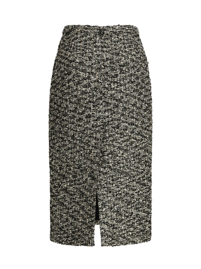 Midi Skirt Laminated Bouclé Black/White/Multicolour