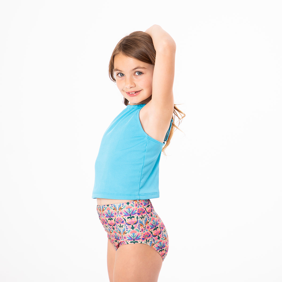 High Neck Crop Tankini Top (Girls)
