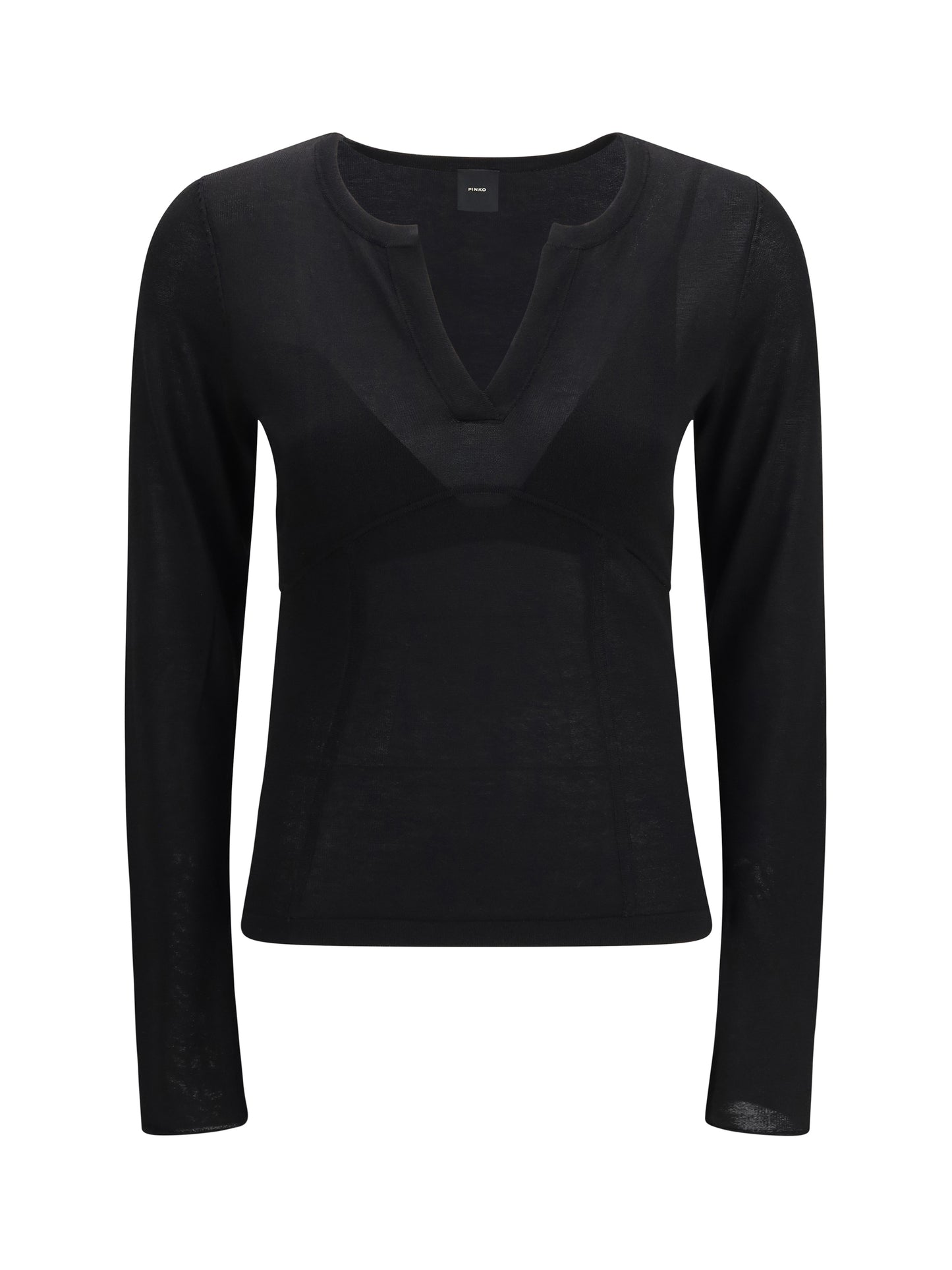 Sweater V-Open Neckline Black Limousine