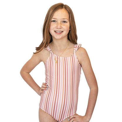 Ruffle Strap One Piece Swimsuit (Girls)