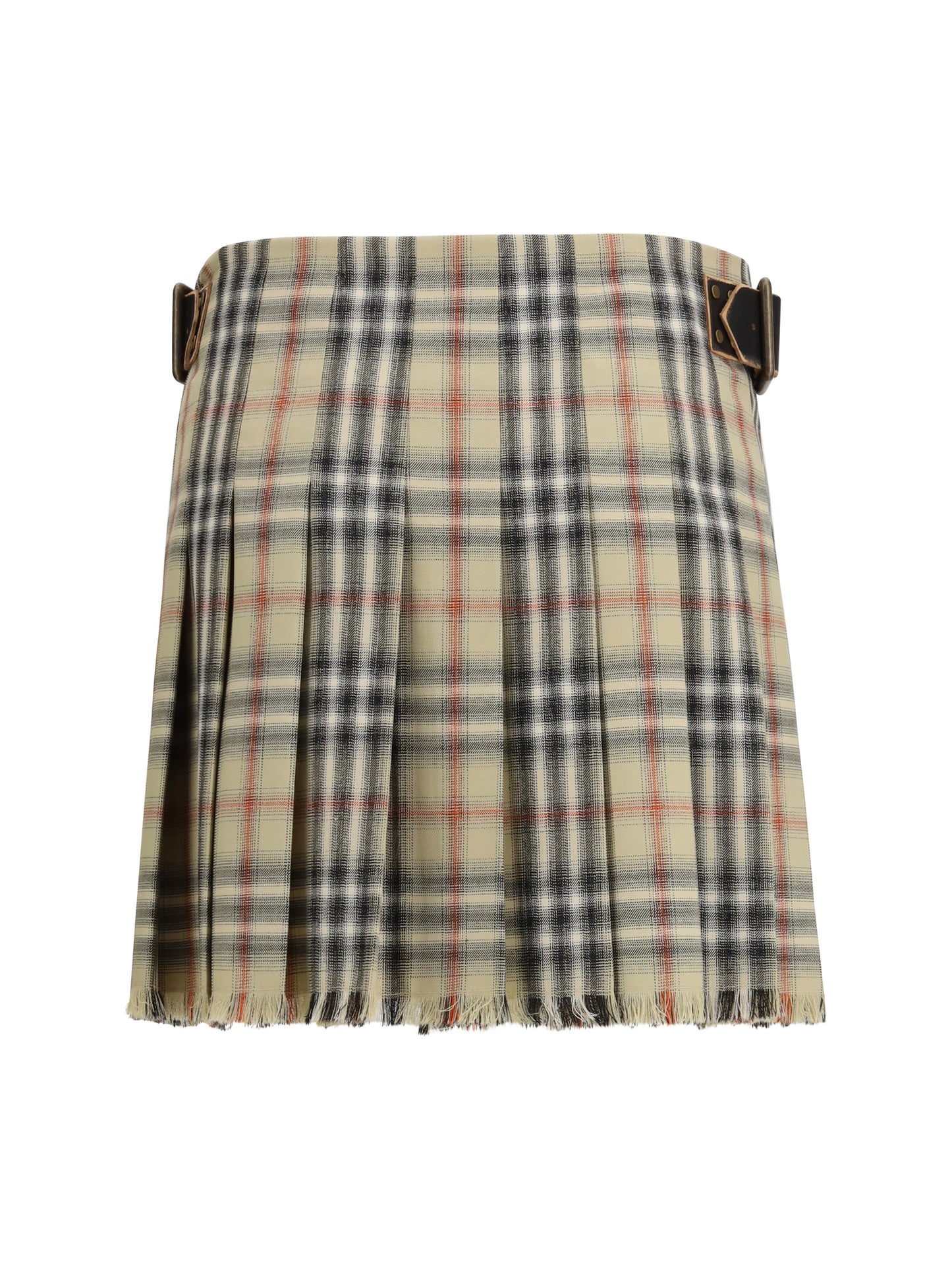 Mini Skirt Check Wool Sand