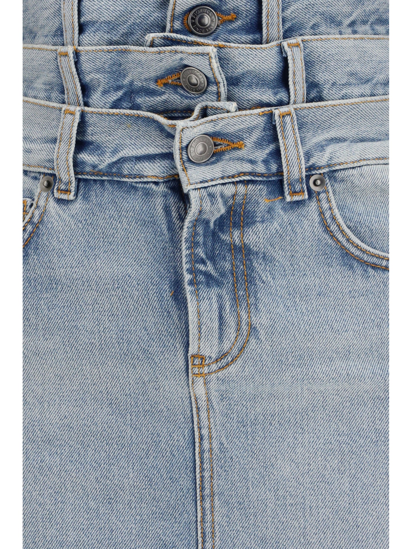 Midi Denim Skirt Triple-Layer Light Blue