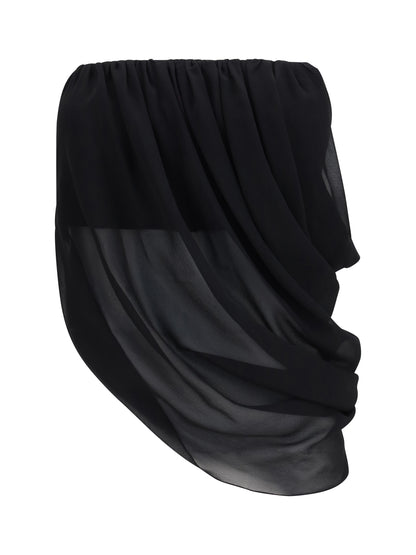 Top Draped Black Silk
