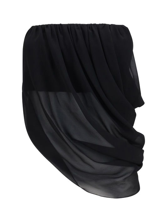 Top Draped Black Silk