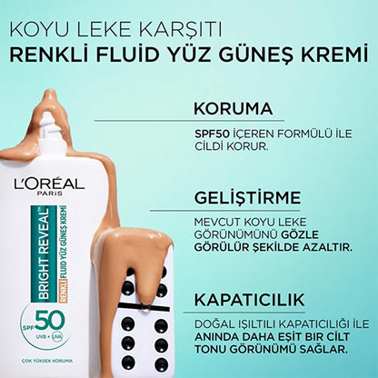 L'Oreal Paris Bright Reveal SPF 50+ Anti-Dark Spot Tinted Facial Sunscreen for Sensitive Skin - Medium, 1.69 fl oz