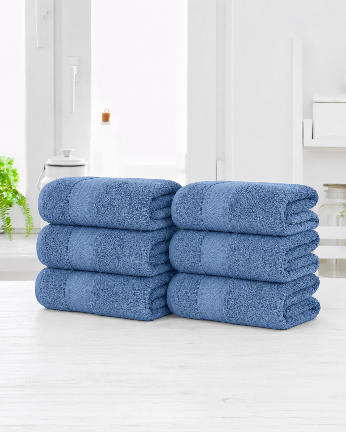 6-Pack 100% Cotton Bath Towel Set – 27 x 52 Inch Soft, Absorbent & Quick-Dry Towels