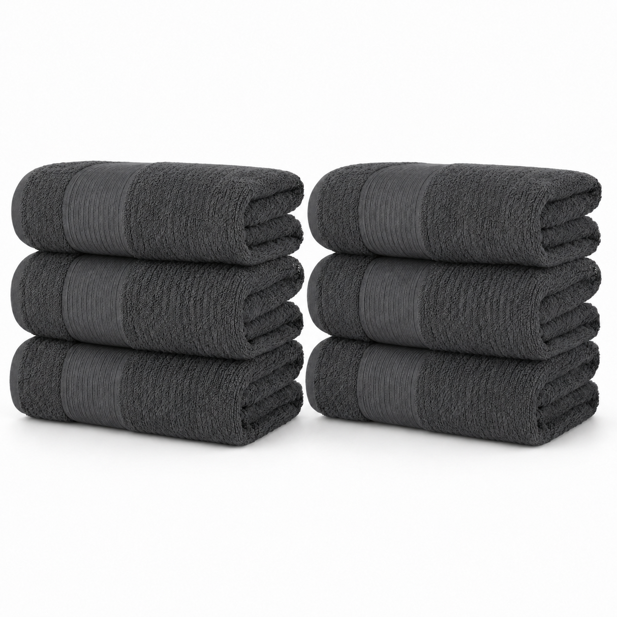 6-Pack 100% Cotton Bath Towel Set – 27 x 52 Inch Soft, Absorbent & Quick-Dry Towels