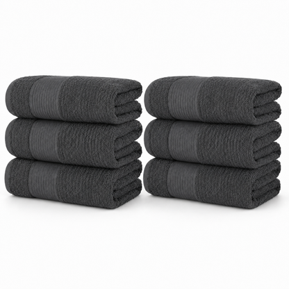 6-Pack 100% Cotton Bath Towel Set – 27 x 52 Inch Soft, Absorbent & Quick-Dry Towels