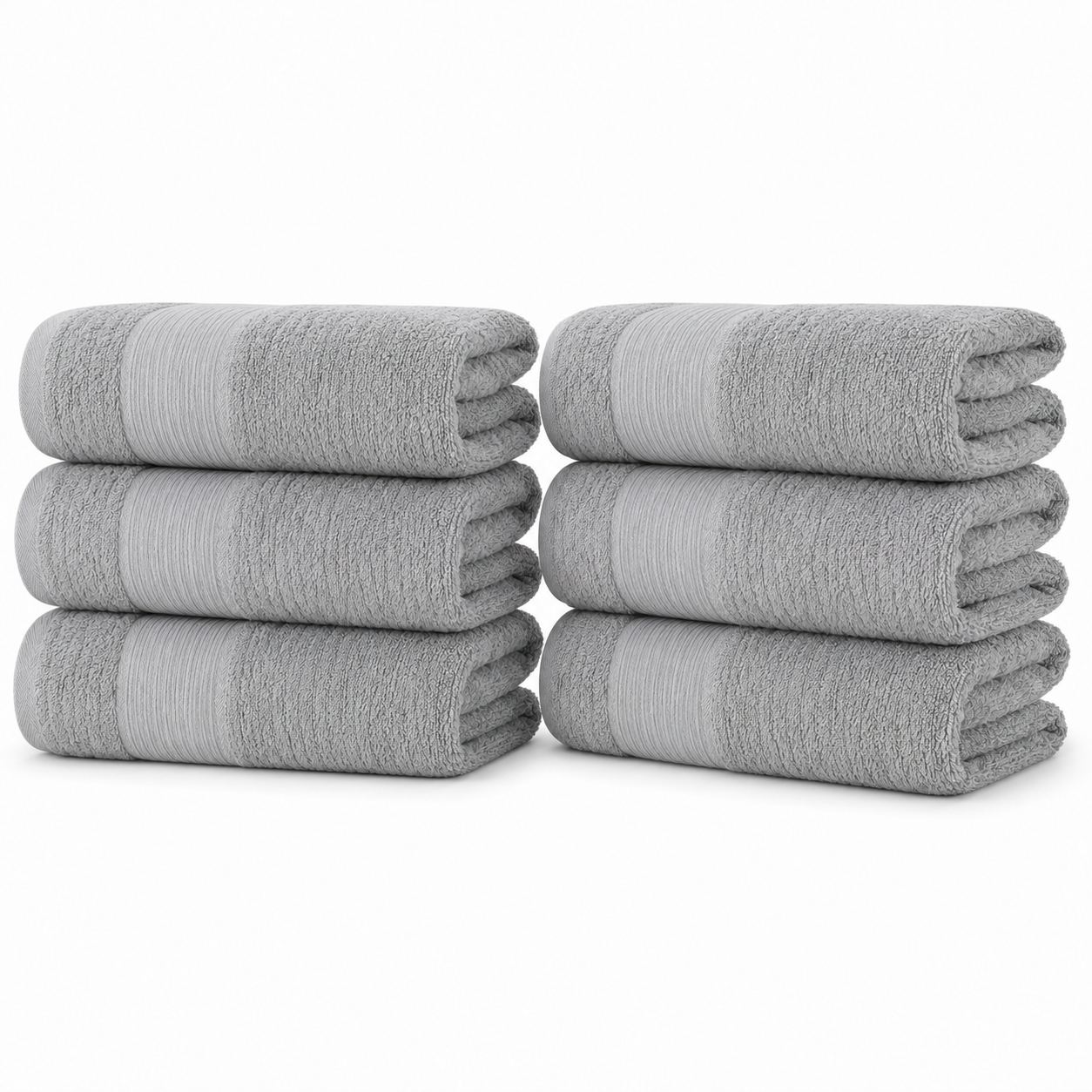 6-Pack 100% Cotton Bath Towel Set – 27 x 52 Inch Soft, Absorbent & Quick-Dry Towels