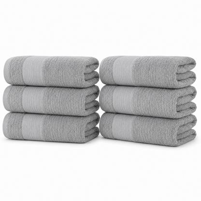 6-Pack 100% Cotton Bath Towel Set – 27 x 52 Inch Soft, Absorbent & Quick-Dry Towels