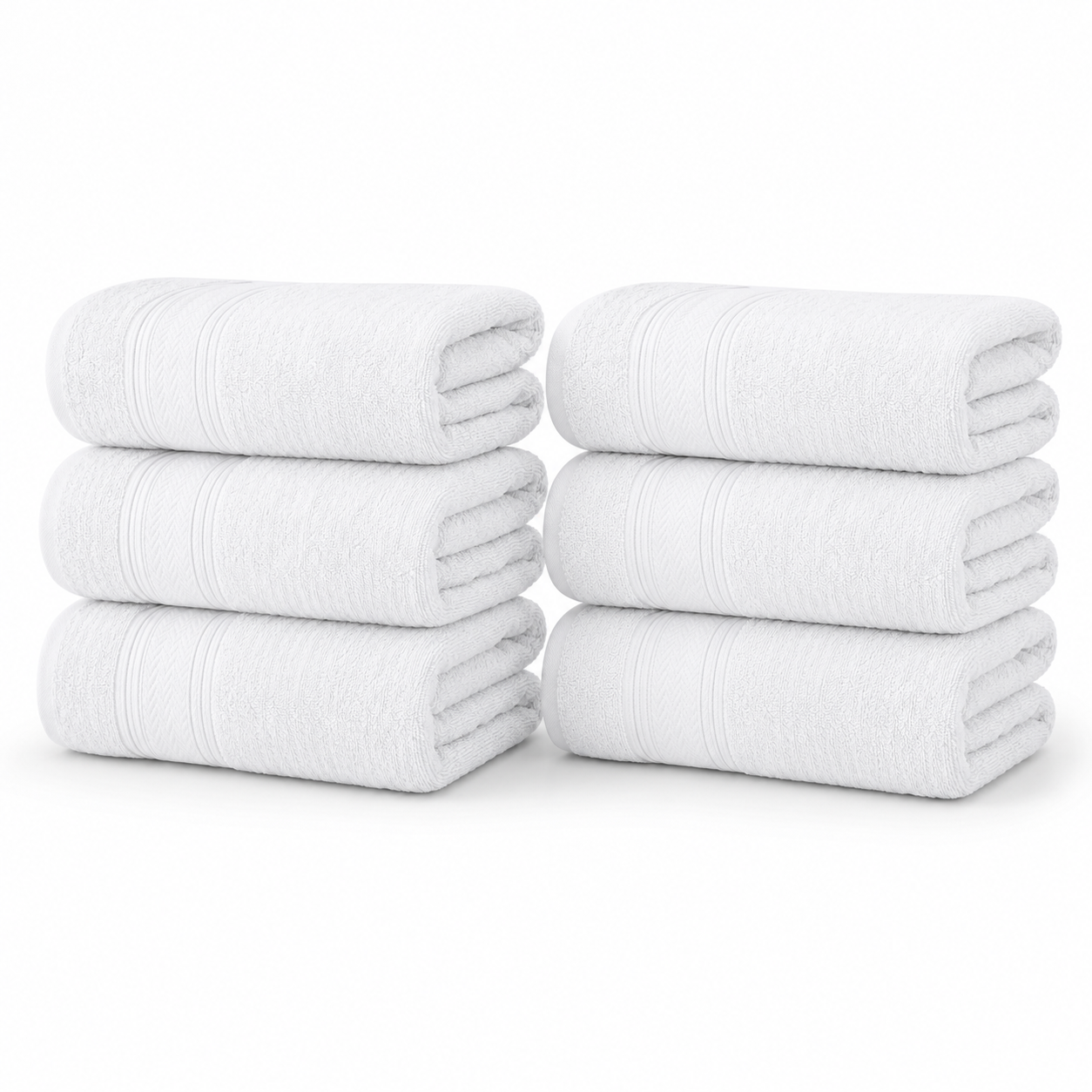 6-Pack 100% Cotton Bath Towel Set – 27 x 52 Inch Soft, Absorbent & Quick-Dry Towels