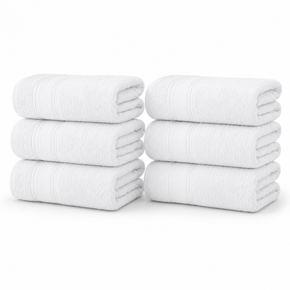 6-Pack 100% Cotton Bath Towel Set – 27 x 52 Inch Soft, Absorbent & Quick-Dry Towels