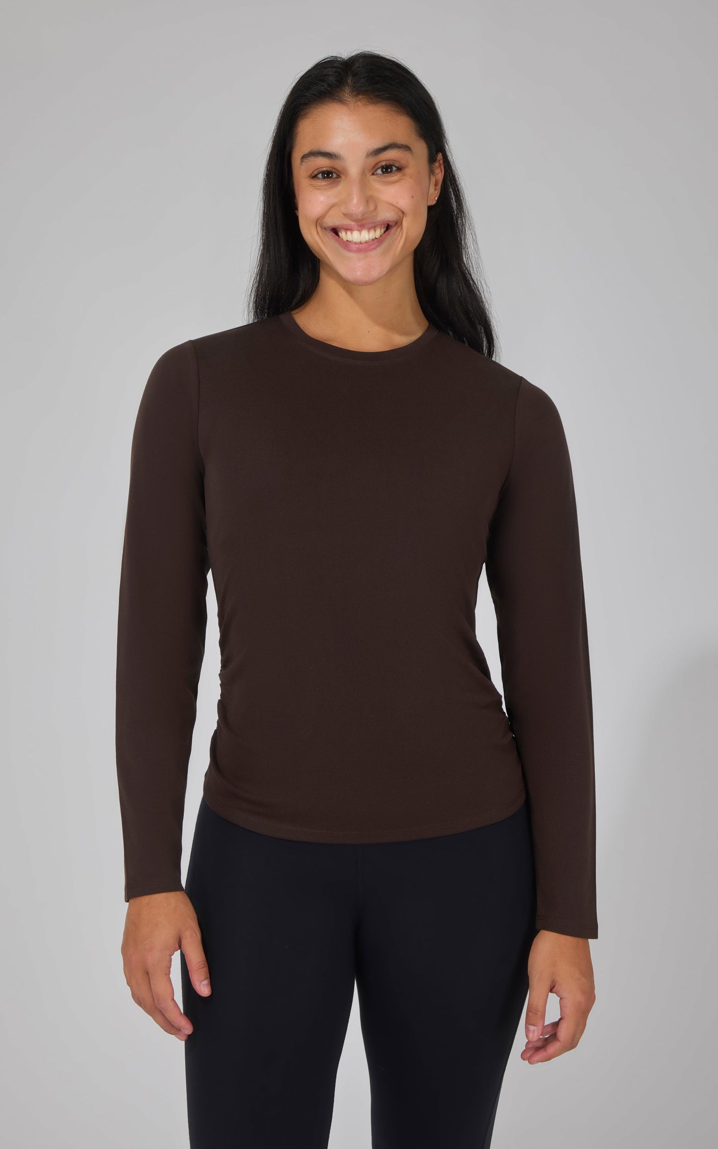 2 PK Side Ruched Long Sleeve Top