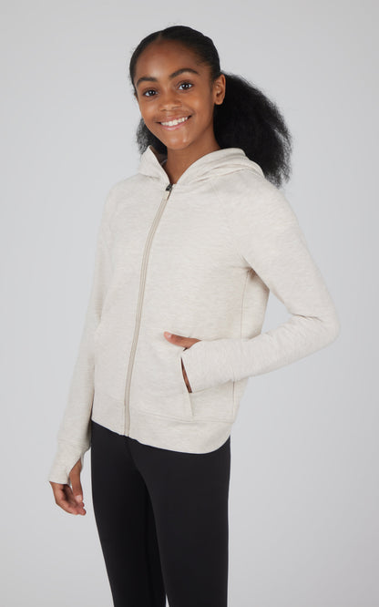 Girls Brushed Full Zip Hooded Jacket