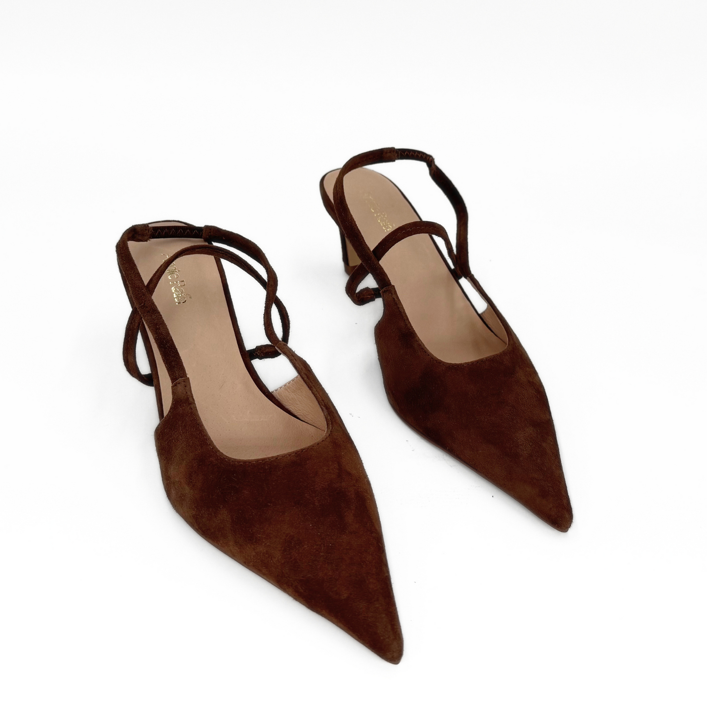 Connie Slingback Suede Heels - Brown