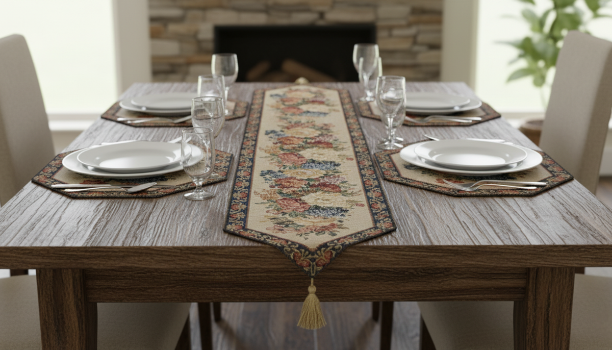 Tache Colorful Country Rustic Floral Morning Awakening Table Runner (3089B)