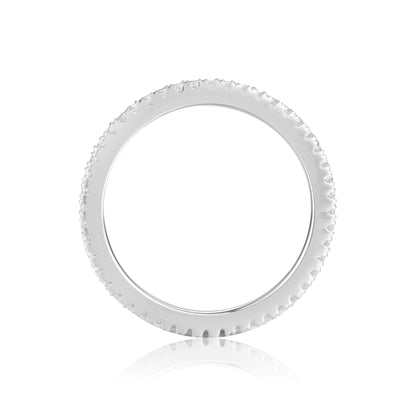 0.01 Ct Round White Sapphire Prong Silver Pave Ring