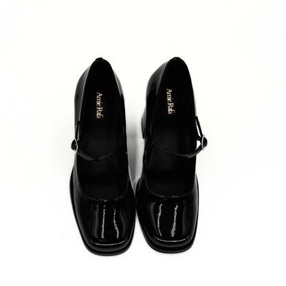 Jackie Patent Leather Mary Jane Heels - Black
