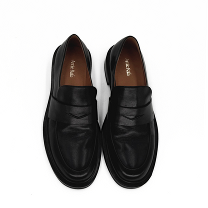 Drew Chunky Leather Loafers - Black
