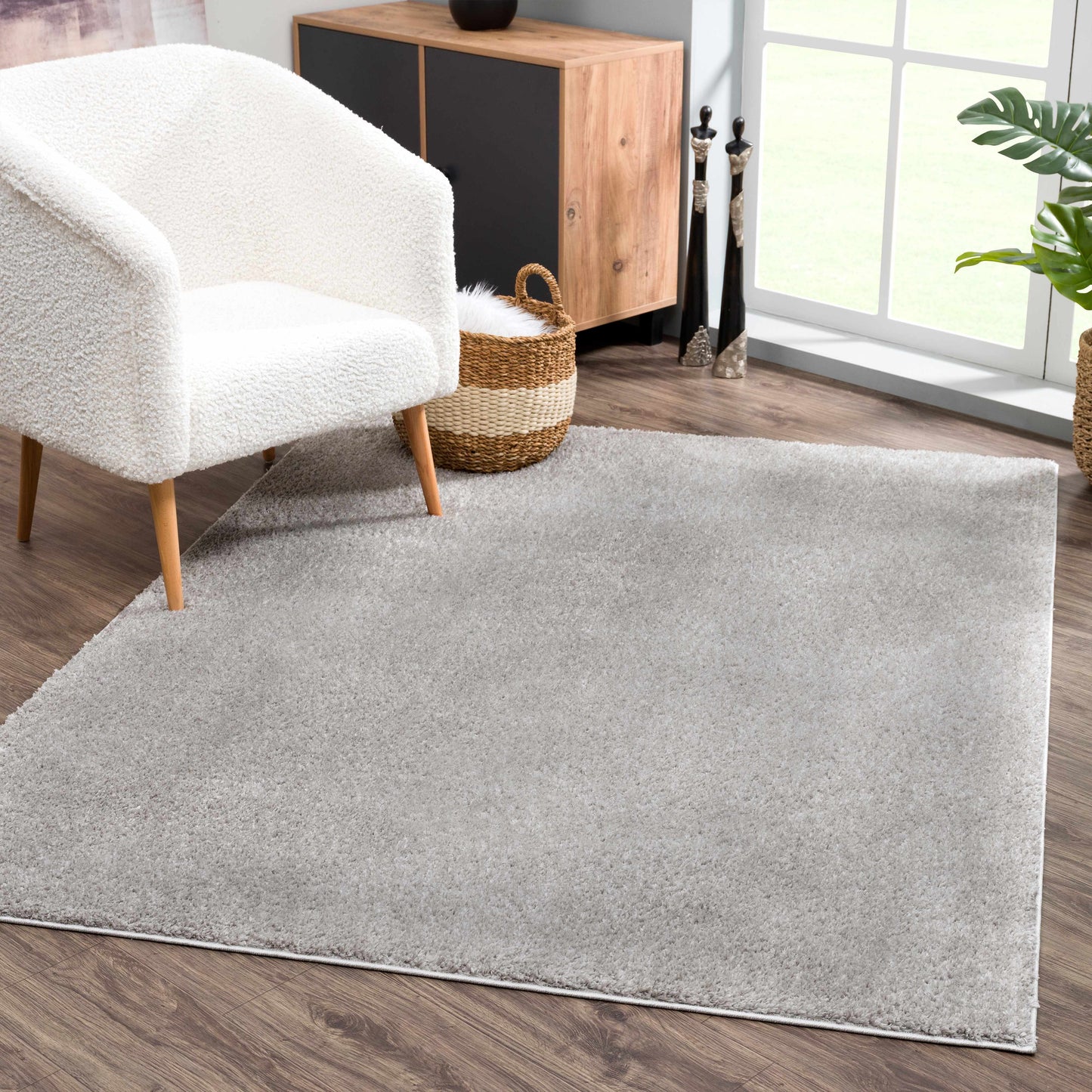 Judy Solid Gray Washable Shag Rug - Clearance