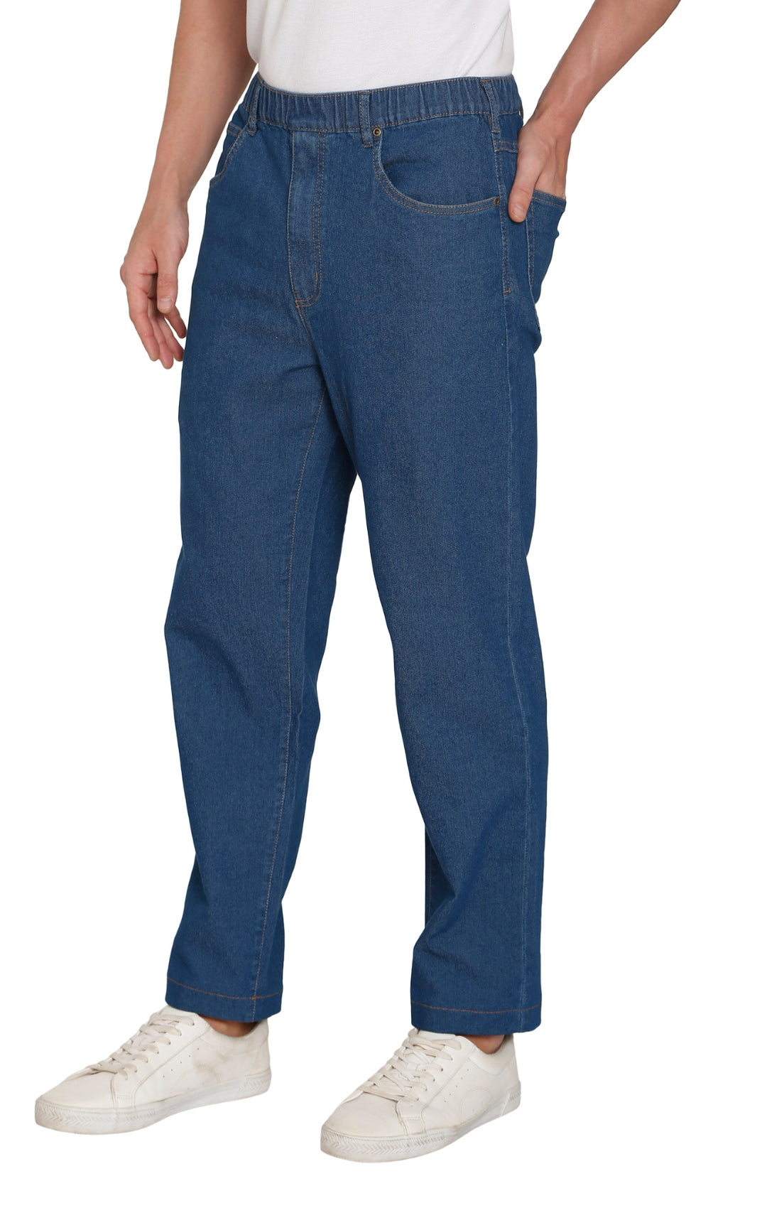 Men's Casual Elastic Waist Denim & Twill Pull on Jeans Pants